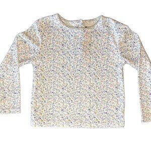 Toddler Girls Floral Long Sleeve Tee | Size 3T | Dainty Pink & Purple Flower Pri